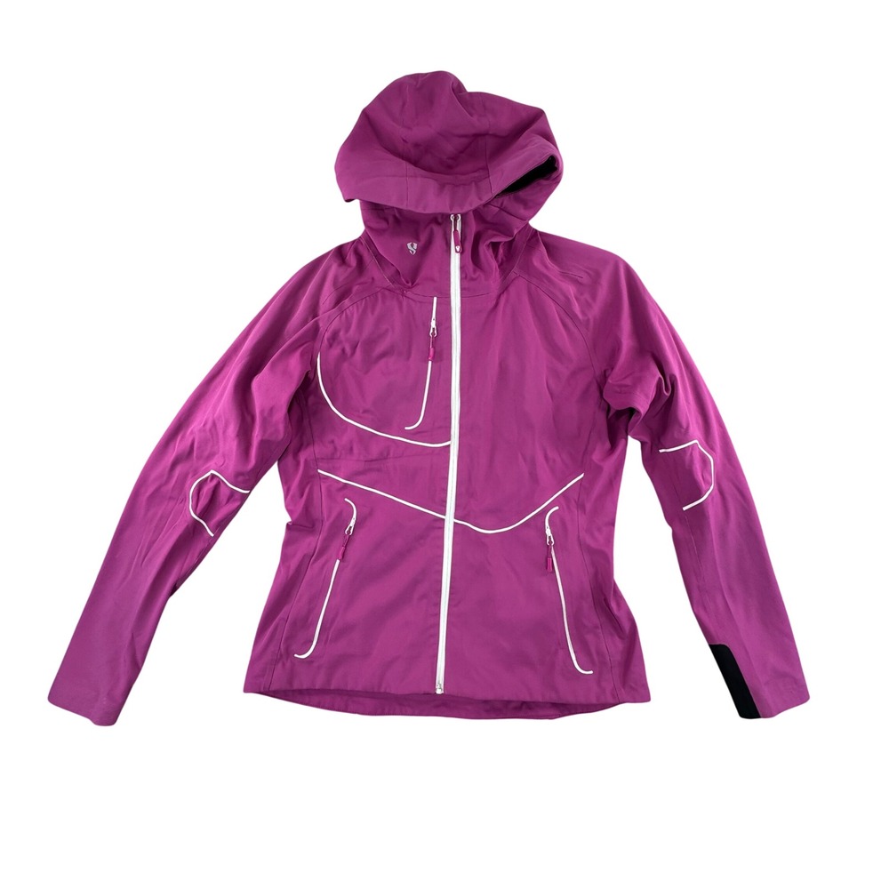 Stoic Womens Magenta Purple Softshell Fleece Lined Hooded Jacket Size Medium